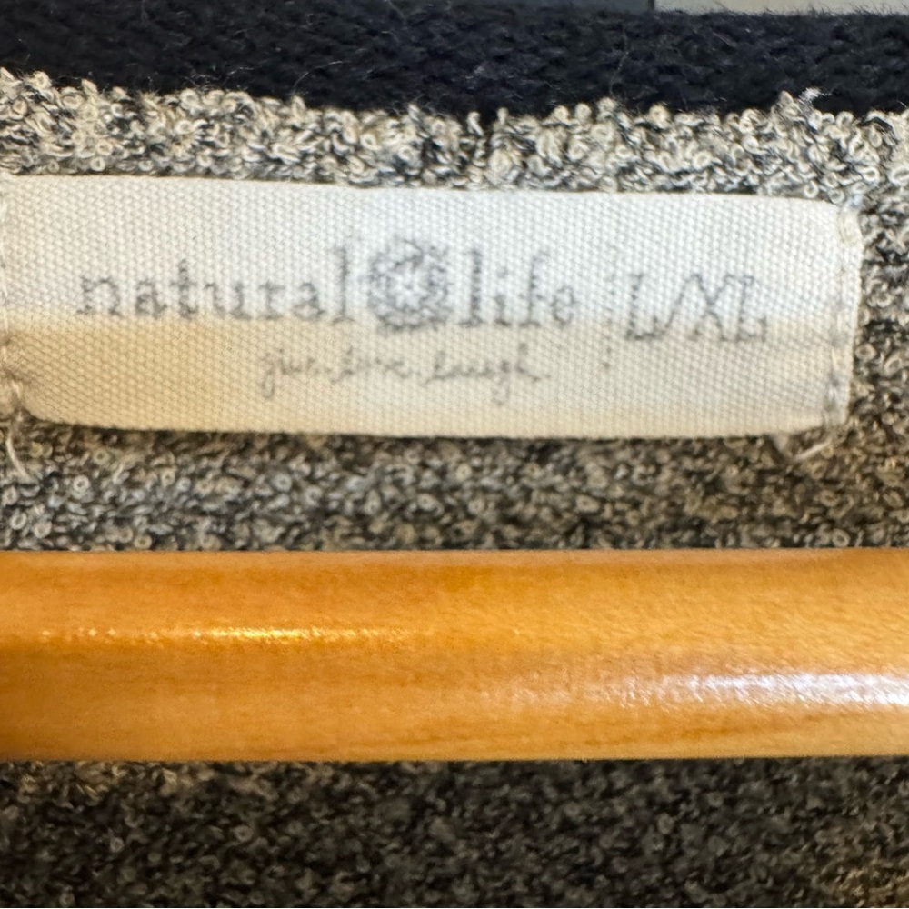 Natural Life Oversized Knit Sweater Tan Black Trim Relaxed Fit L/XL - Picture 9 of 10